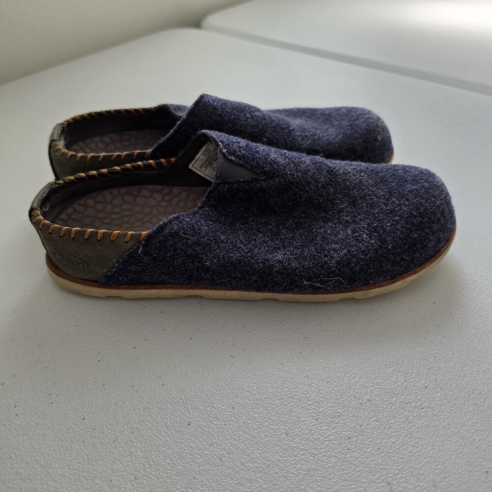 Chaco Slippers Womens Size 7.5 Gray Wool Felt Slip On Lined Warm Cozy Mules